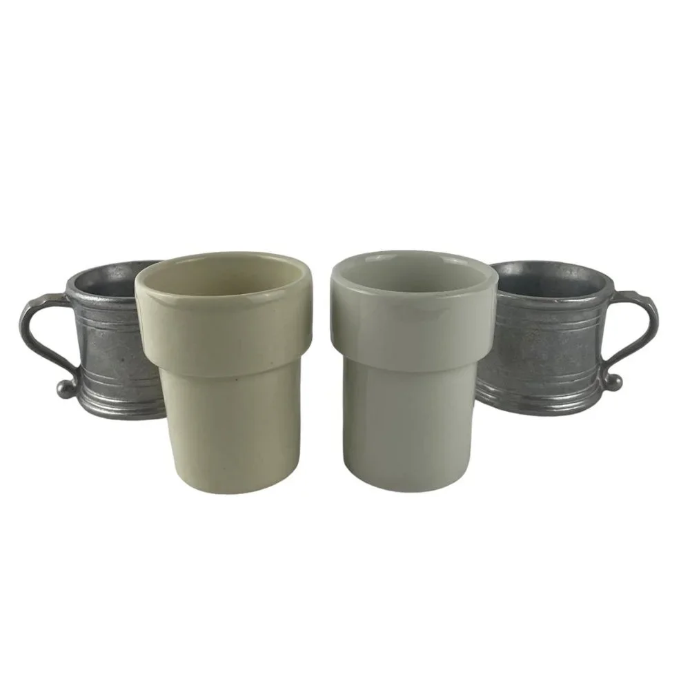 Wilton Armetale Pewter Mug Ceramic Insert RPW Vintage‎ 1970s Lot of 2 USA